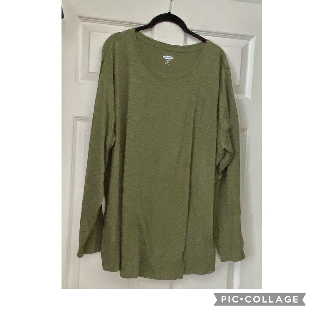 Old Navy Sz 3X light olive sage green Luxe Slub-Knit Long-Sleeve Tee